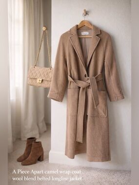 Apiece Apart NY Camel Wrap Coat Wool Blend Belted Longline Jacket